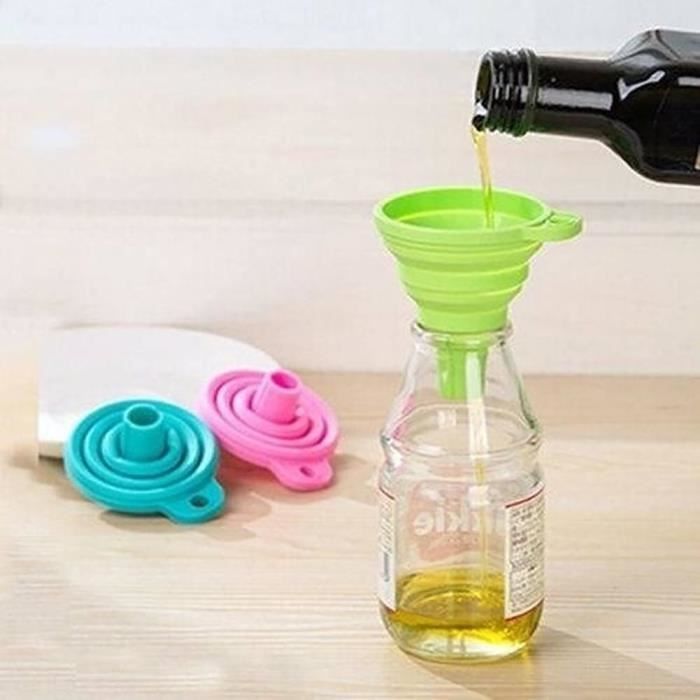 Entonnoir Pliable En Silicone Alimentaire – Noir – Pour Poudre, Liquides, Petites Graines