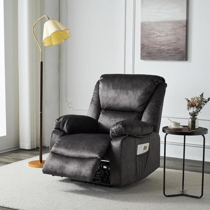 fauteuil relax électrique massage chicago  chaleur lombaire, réclinable poliéster (noir)