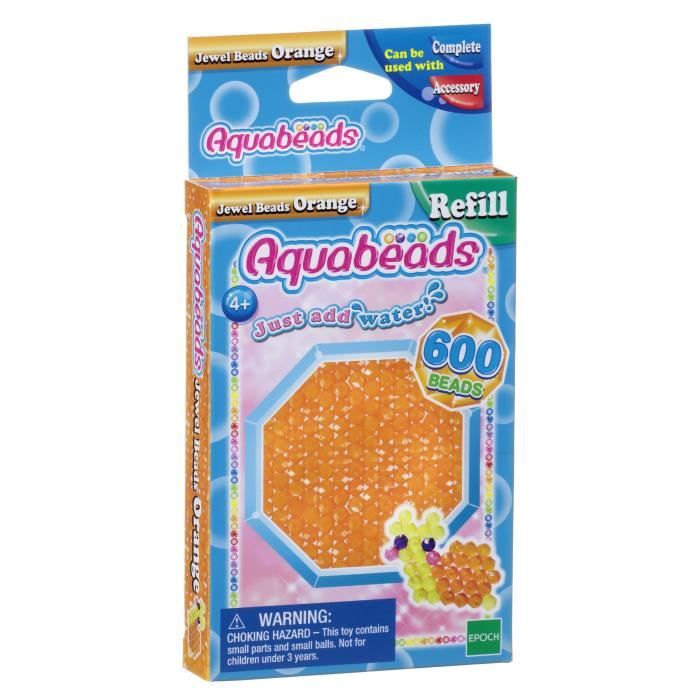 AQUABEADS - Perles Multi-Facettes Orange - Recharge de 600 pièces - Pour Enfant à partir de 4 ans