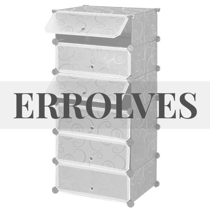 ERROLVES - ARMOIRE DE CHAMBRE EN PLASTIQUE DE 6 CUBES DIY MULTI-USAGE ÉTAGÈRES À CHAUSSURES ORGANISEUR DE RANGEMENT AVEC PORTES
