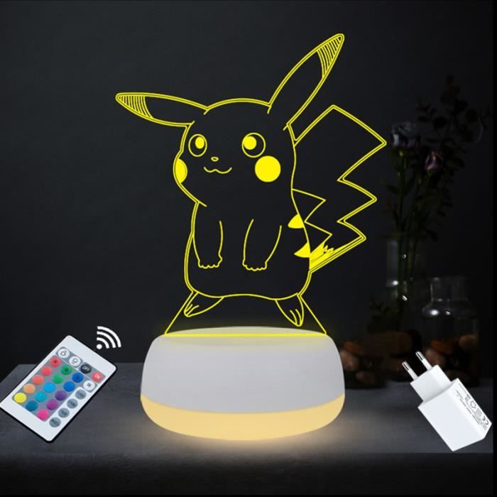Lampe pikachu Noël Enfant Cadeau Pokemon Lampe de chevet LED télécommande  Touchez pour changer de couleur decoration fille - Cdiscount Maison