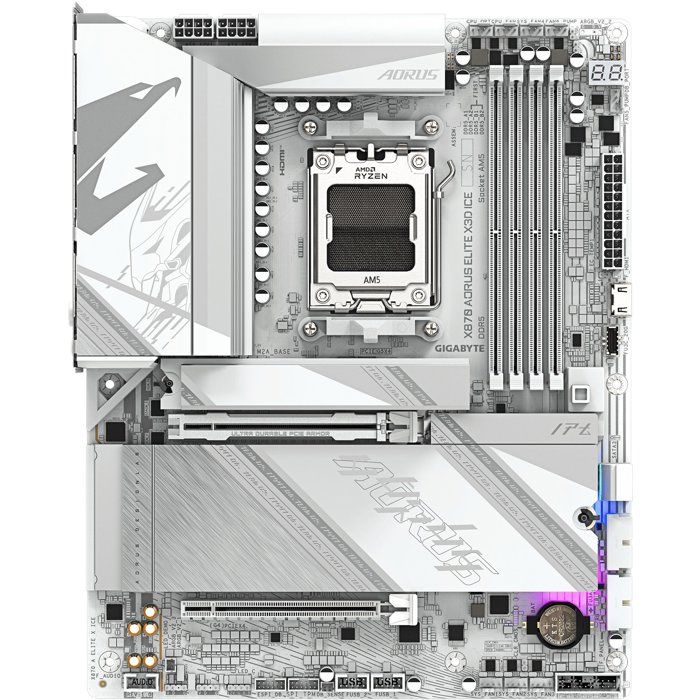 GIGABYTE X870 AORUS ELITE X3D ICE Carte Mère Compatible avec processeurs AMD Ryzen 9000 VRM numérique 16+2+2 phases jusqu’à - vue 6