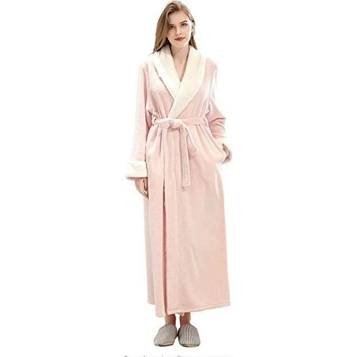 Meilleurs prix pour HuiYa NetBoat Longue Peignoir Femme Robe de Chambre Chaud Hiver Flanelle Peignoir de BainRoseL-55-80KG