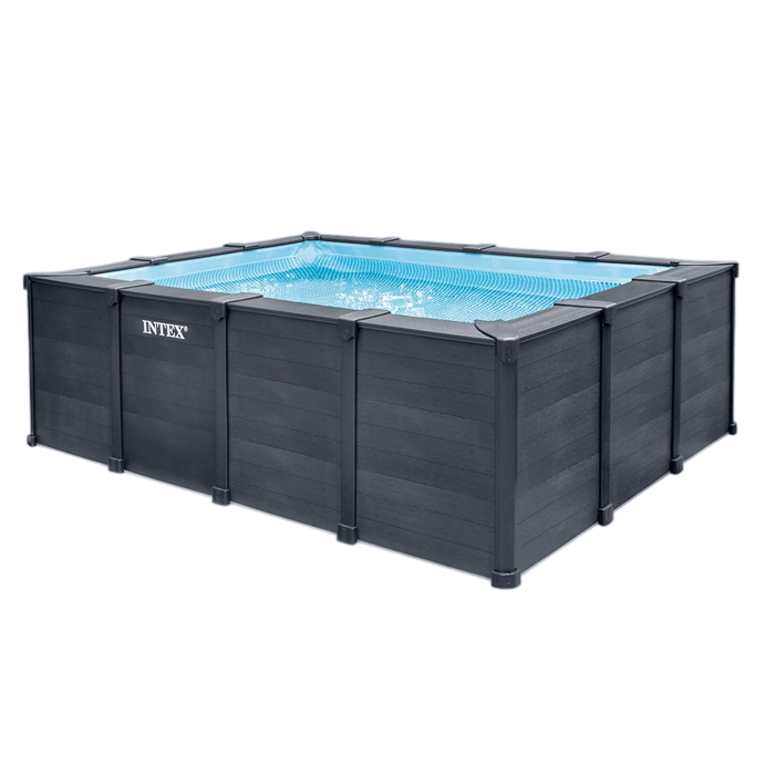 Kit Piscine hors sol tubulaire INTEX - Graphite - 400 x 300 cm - Rectangulaire (Echelle vannes filtre bâche) - 26396GN