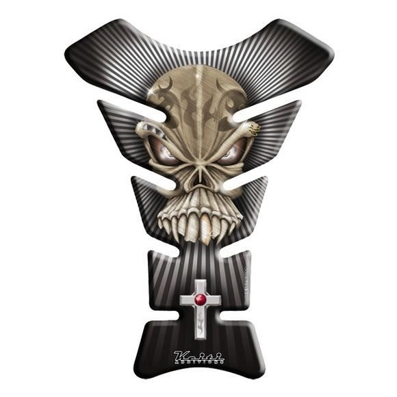 Protège réservoir moto 3D Téte de Mort Croix KT8070 Keiti® résine