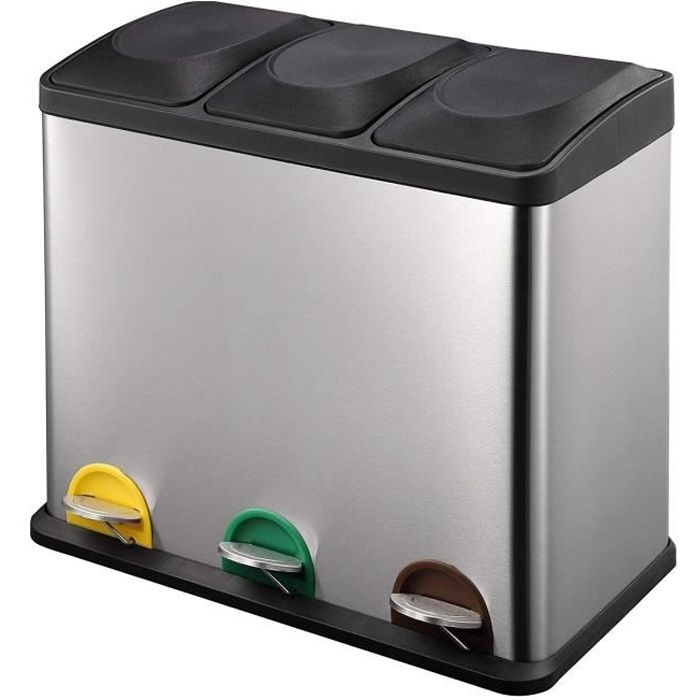 Kitchen Move Zoe Poubelle Tri Selectif A Pedale 45 L Acier Inoxydable Cdiscount Maison