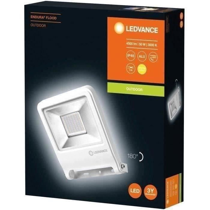 LEDVANCE Projecteur extérieur LED - 50 W - 4000 lm - IP65 - Aluminium - Blanc