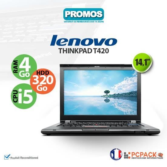 Top achat PC Portable PC PORTABLE LENOVO THINPAD T420 INTEL CORE I5 4G 320G WEBCAM - WIN 7 PRO pas cher