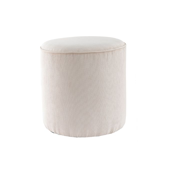 miliboo - pouf rond en velours côtelé écru d40 cm louis