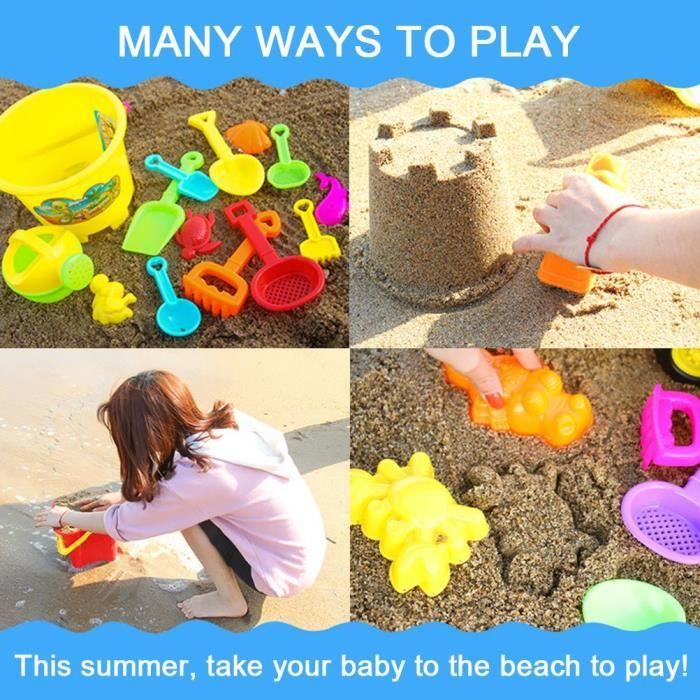 Kit Jouets De Plage 15 Pièces DAZZTIME - Seau Pliable, Moules, Pelles Pour Enfants à Partir De 1 An - 11