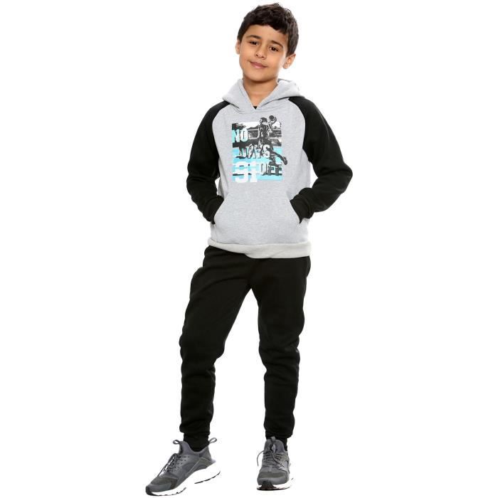 Enfants Filles Gar ons Polaire Noir Surv tement Sweat Capuche Pantalon No Days Off 2 Pi ces Costume Ensemble ge 5 13 Ans