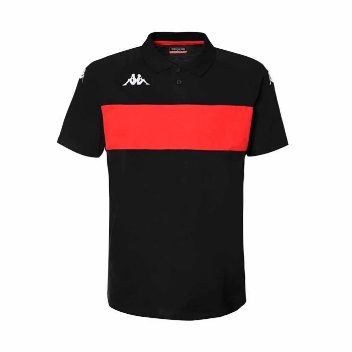 Polo homme DIANETTI - Kappa - Noir, rouge - Coupe slim, manches courtes, col à 2 boutons