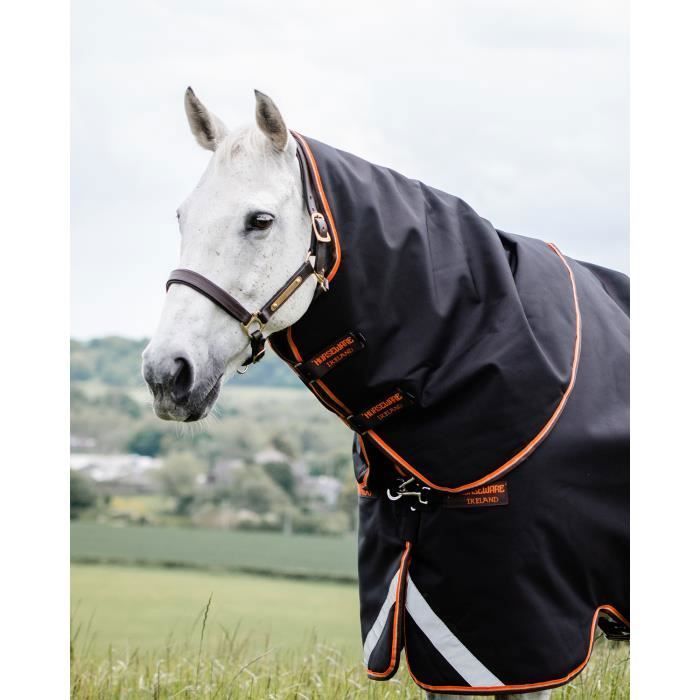Couvrecou pour cheval Horseware Rambo Supreme 150g black/orange L