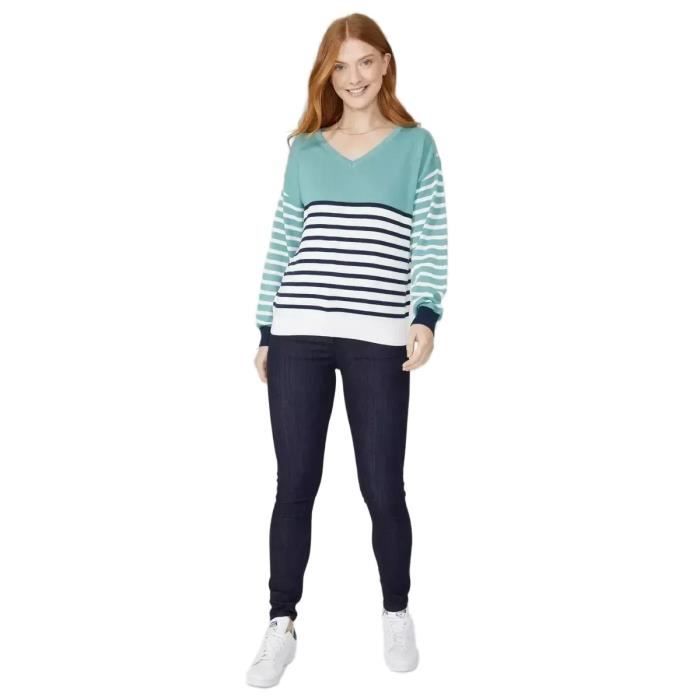 Pull Angora Marine & Multicolore ANNY BLATT tricoté main taille 38 /40