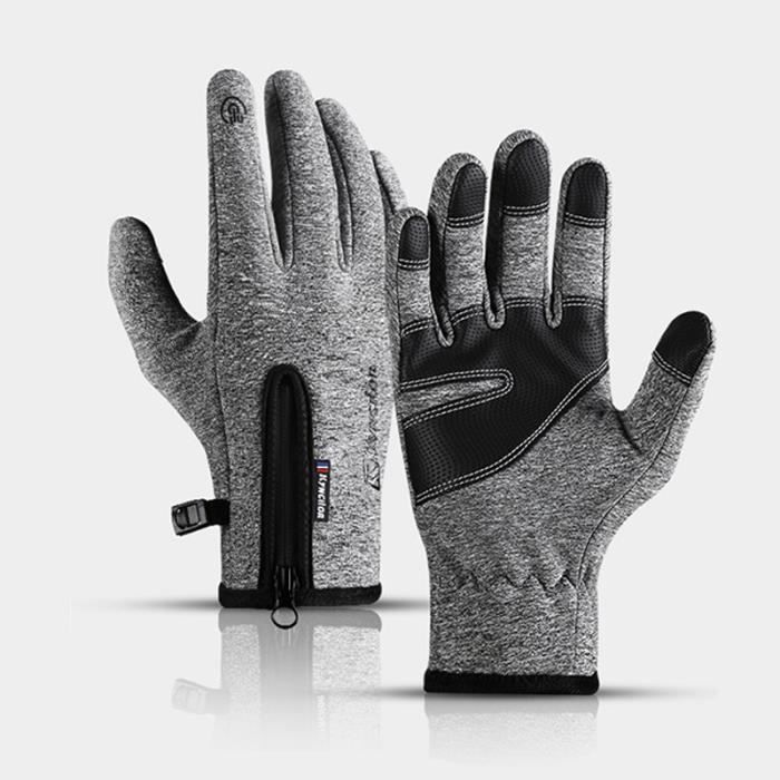 Gants dhiver Doublure Chauffants ANNEFLY Gants à écran Tactile pour Hommes et Femmes Anti Froid Antidérapants Gris-L