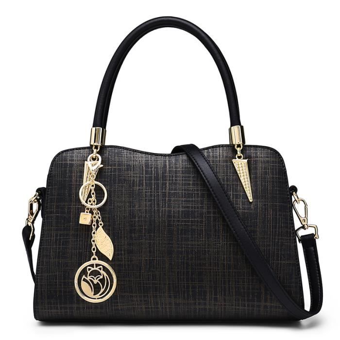 Sac Fourre-tout Femme Simili Cuir Noir à Bandoulière - Dimensions : 35 X 30 X 12 Cm - Neuf Sans étiquettes De Vente