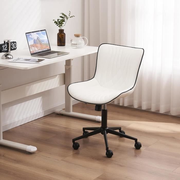Chaise Bureau Ergonomique En Lin - Hauteur Réglable, Pivotante, Accoudoirs Rembourrés - Bureau/Maison - 6