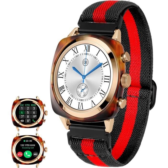 Montre Connectée Femmes Homme Noir Plein Écran Tactile IPS,Surveillance