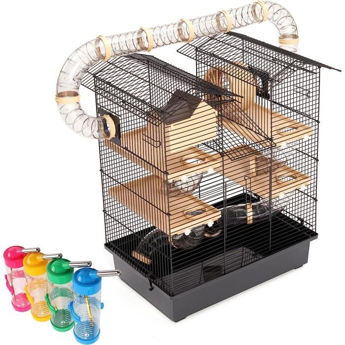 Meilleurs prix pour NOVECRAFTO Grande cage à hamster à 3 étages avec toboggan pour hamster, hamster, roue, petit animal, souris, gerbille, rongeurs,262