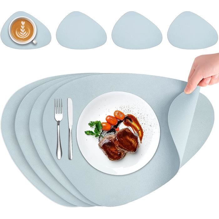 Set De Table Lavable RISVOWO - Lot De 6 Dessous De Table PVC Antidérapants 45x30cm Gris