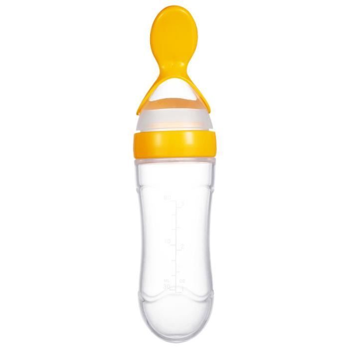 Surenhap Biberon 90 Ml En Silicon Avec Presser La Cuillere D Alimentation D Entrainement Jaune Cdiscount Puericulture Eveil Bebe