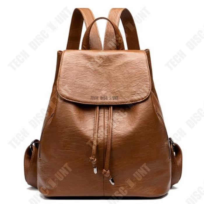 Sac à dos Femme Cuir texturé Marron Mode européenne et