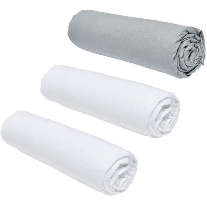 Lot de 2 draps housses TODAY Essential 140 x 190 cm 2 personnes 100% Coton Acier