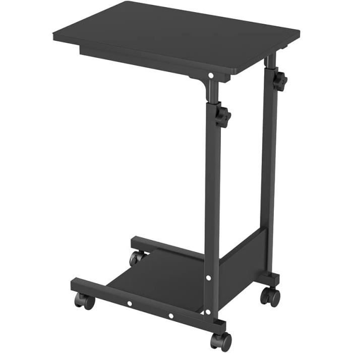 BONTEC Bureau Debout Mobile 65x45 Cm - Table Réglable Hauteur Avec Roulettes Pour Lit Et Salon