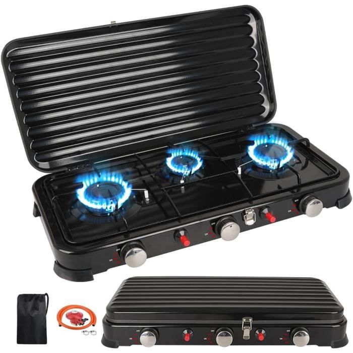 Récha Ud Camping 3 Brûleurs – 5,4 KW, Allumage Piézo, Tuyau 150 Cm + Régulateur 37 Mbar, Sac De Transport