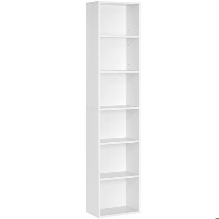 VASAGLE Meuble Étagère à 6 Niveaux Meuble de Rangement Ouvert Étagère 24 x 40 x 1785 cm pour Salon Bureau Blanc Nuage