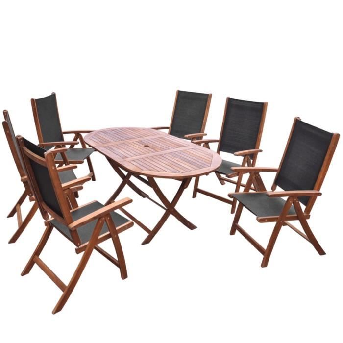 GES Mobilier à dîner d'extérieur 7 pcs - en bois -d'acacia solide ...