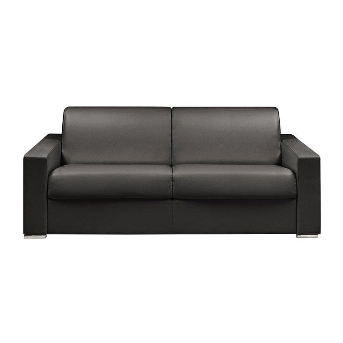 Canapé 4 places convertible express en simili noir - Couchage lattes larges 160 cm - Matelas 16 cm avec mousse à mémoire de forme