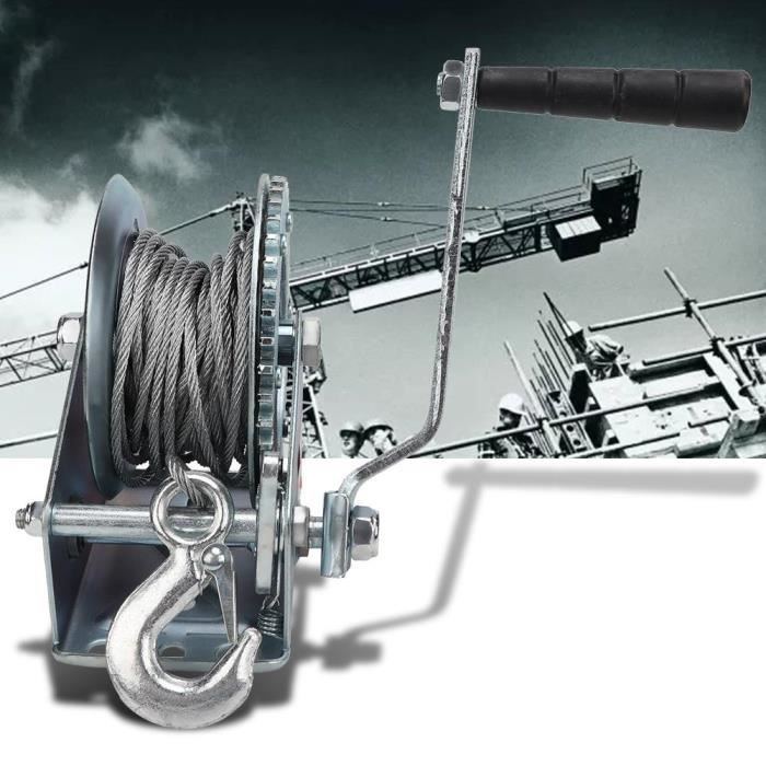 Treuil Manuel Thomletha 1600 Livres – Avec Câble Acier Inox, Manivelle, Idéal Pour Bateau, Remorque, Chantier