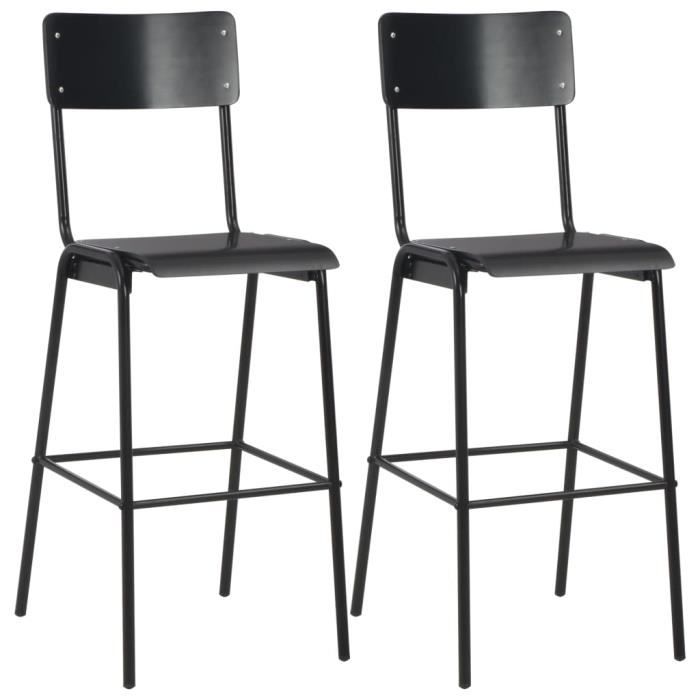 "promo"tabouret haut lmt - chaises de bar lot de 2 noir contreplaqué solide et acier 18,64kg