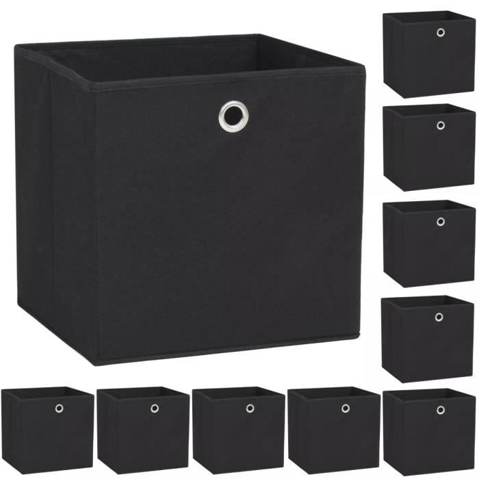 Boîte de rangement - vidaXL - 10 pcs - Tissu non-tissé - 32x32x32 cm - Noir Boîte de rangement - vidaXL - 10 pcs - Tissu non-tissé - 32x32x32 cm - Noir