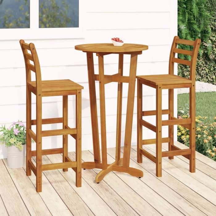 vidaXL Ensemble de bar de jardin 3 pcs et coussins Résine tressée - vue 10