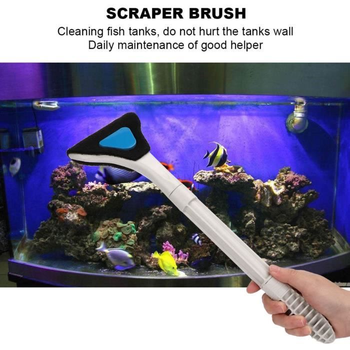 Kit De Nettoyage 3 En 1 Pour Aquarium - Grattoir à Algues, Brosses, Manche Fibre De Carbone 37 Cm