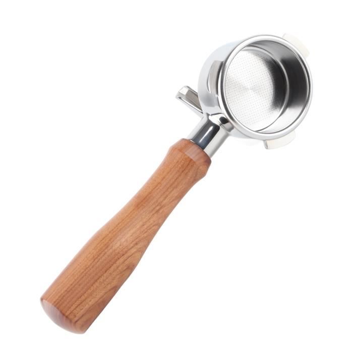 Porte-filtre à Café 58 Mm Sans Fond – Poignée En Palissandre – Pour Machine Espresso Commerciale – 2 Becs