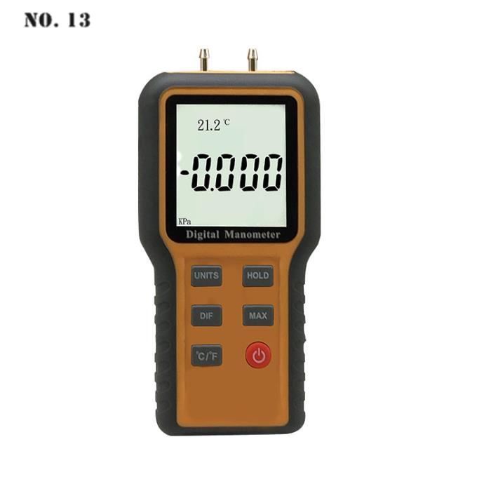Manomètre Numérique Portable Double Port ±36.8kPa - 12 Unités, Rétroéclairage - Pour HVAC, Gaz, Industrie