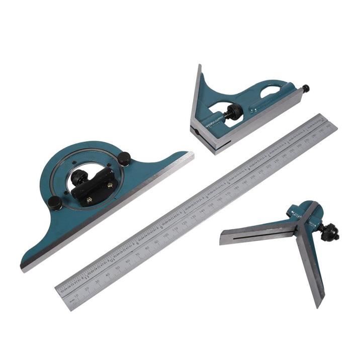 Règle à Trois Angles Combinée En Acier Inoxydable – 300 Mm – Précision 0,01 – 0-180° – Pour Bois, Construction - 10