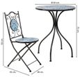 Ensemble de table ronde et 2 chaises en fer forgé coloris noir et mosaïque multicolore-1