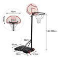 YINQ Panier de Basket-Ball Extérieur Intérieursur sur Pied Hauteur Réglable 146-200 cm - avec Support et Roulettes - Rouge!!!-1