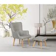 Fauteuil style scandinave tissu "Odense" - Gris clair-1