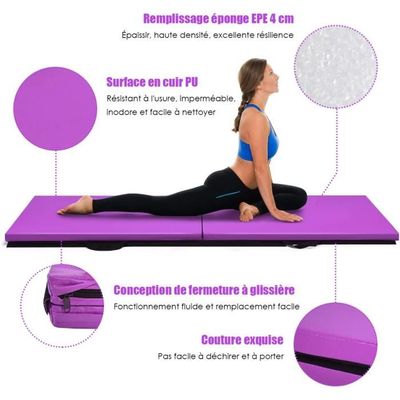 Tapis De Yoga Extra Large 183 X 122 Cm, Épaisseur 8 Mm - Antidérapant Des 2 Côtés, Avec Sangles | Pour Yoga, Pilates, Fitness
