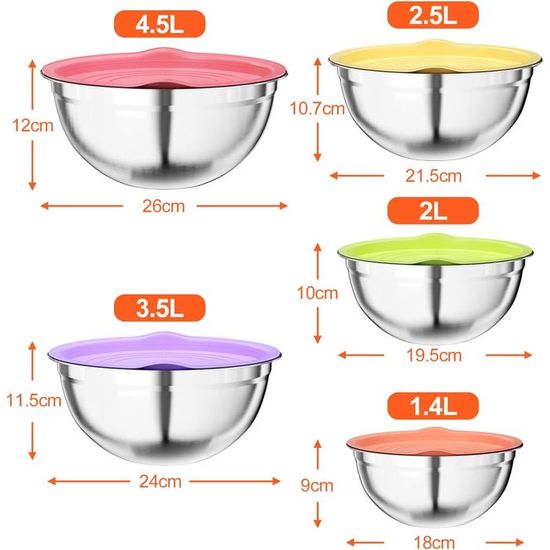 Lot De 6 Saladiers En Acier Inoxydable 17 Cm - Empilables Dorés Passe Lave-Vaisselle