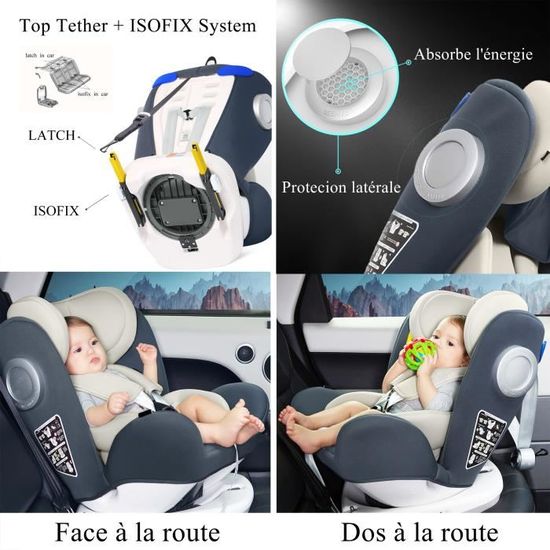 LETTAS Siège Auto ISOFIX 360° Pivotant Groupe 0+/1/2/3 (0-36kg, 0-12ans)  Inclinable Top Tether Protection Latérale ECE R44/04 - Achat / Vente siège  auto LETTAS Siège Auto ISOFIX 360° Pivotant Groupe 0+/1/2/3 (0-36kg