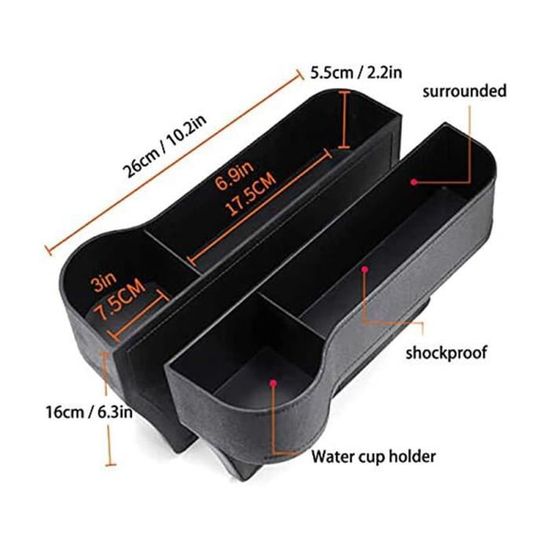 2 Boîtes De Rangement Pour Siège Auto | Organisateur Universel | Marron | Anti-glisse