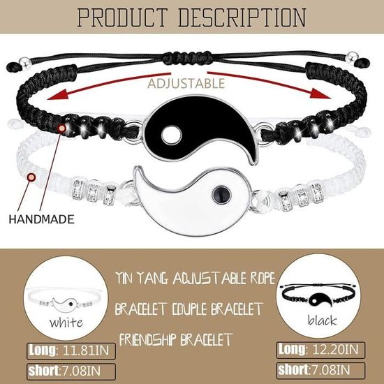 Bracelet Couple Puzzle Cuban - Acier Inoxydable Noir Et Argent, Cadeau Saint-Valentin