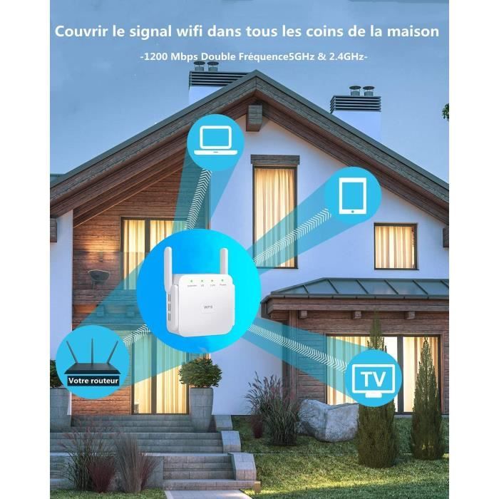 Répéteur wifi 1200mbps, 2.4g 5g double bande, 4 antennes, mode ap ...
