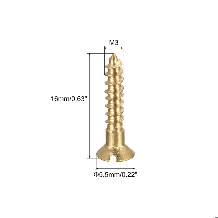 Lot De 50 Vis Bois Autotaraudeuses M3.5 X 16mm - Tête Ronde Fendue Laiton, Marque Uxcell